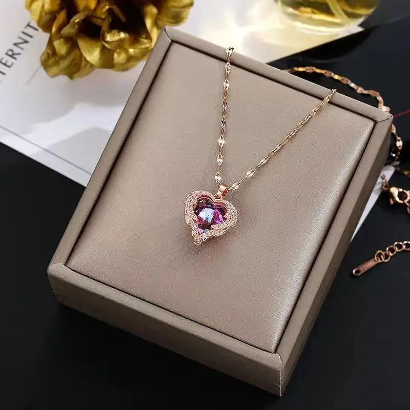 - Colorful Crystal Heart Pendant for her
