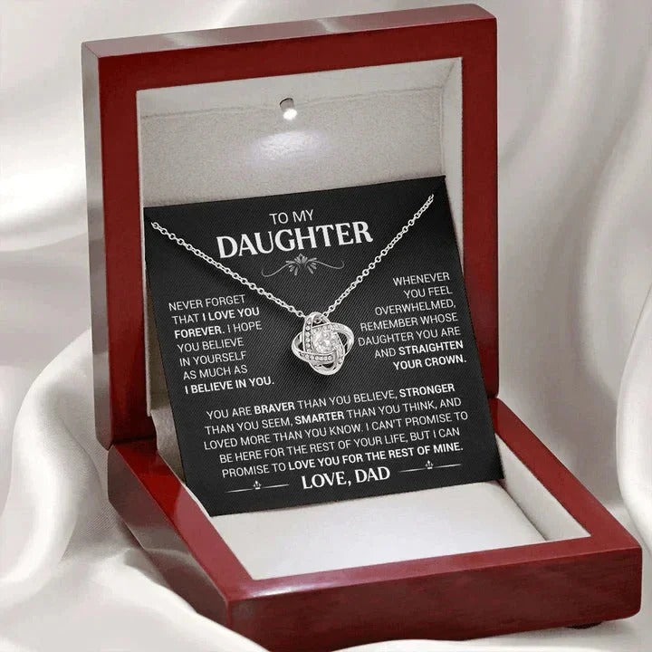 - Christmas Gift from Dad to Daughter – Heart Knot Pendant Necklace
